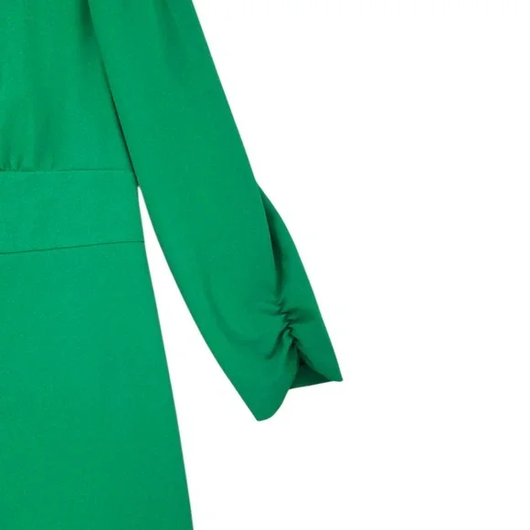DKNY Sheath Dress 12 Women Green Ruched Sleeve Empire Waist Business Office - Picture 10 of 12